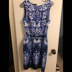 Blue patterned business dress